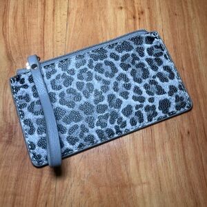 IMAN Gray and Black Wallet with Animal Print Design